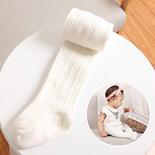 Namektch Baby Girls Tights, Seamless Knit Cotton Leggings Pants Infant Toddler Girl Stockings (2-Pack(black+white), 6-12 Months) - Image 5