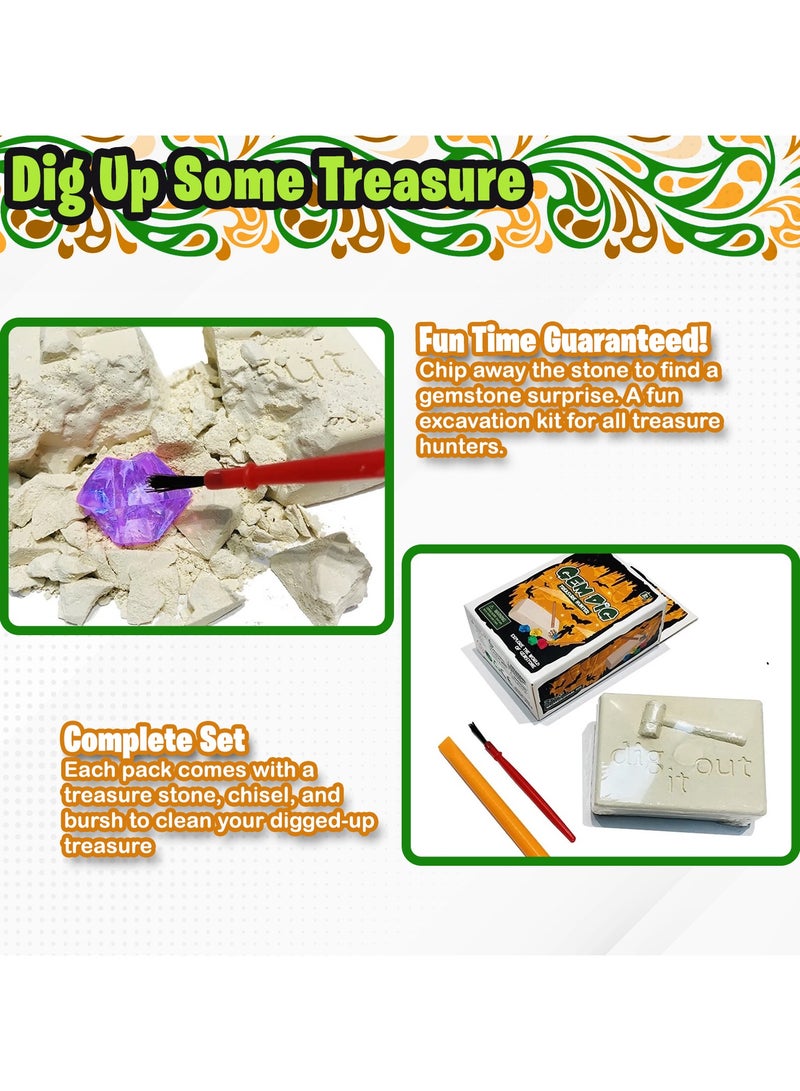 Home Smart Gemstone Set of 3 PCs Surprise Toy Gem Dig Treasure Hunter with Tool for Children Build Your own Collection of Gemstones - Image 4