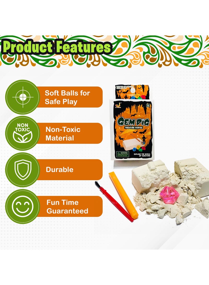 Home Smart Gemstone Set of 3 PCs Surprise Toy Gem Dig Treasure Hunter with Tool for Children Build Your own Collection of Gemstones - Image 2