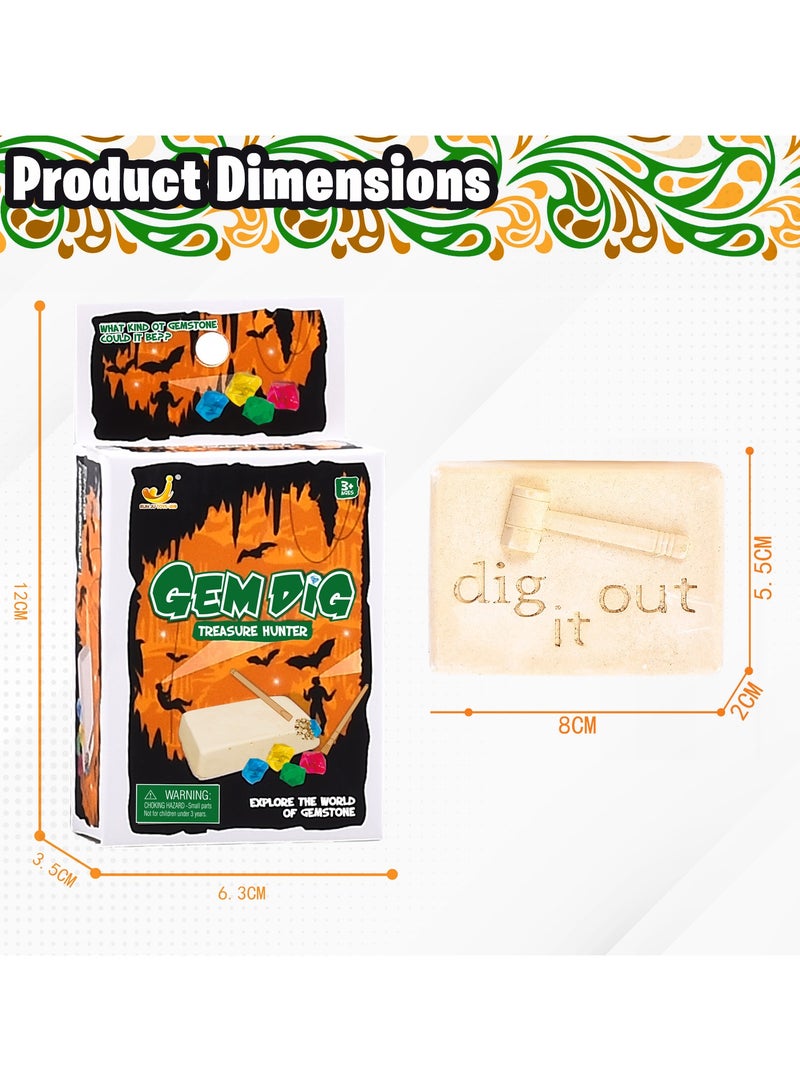 Home Smart Gemstone Set of 3 PCs Surprise Toy Gem Dig Treasure Hunter with Tool for Children Build Your own Collection of Gemstones - Image 3