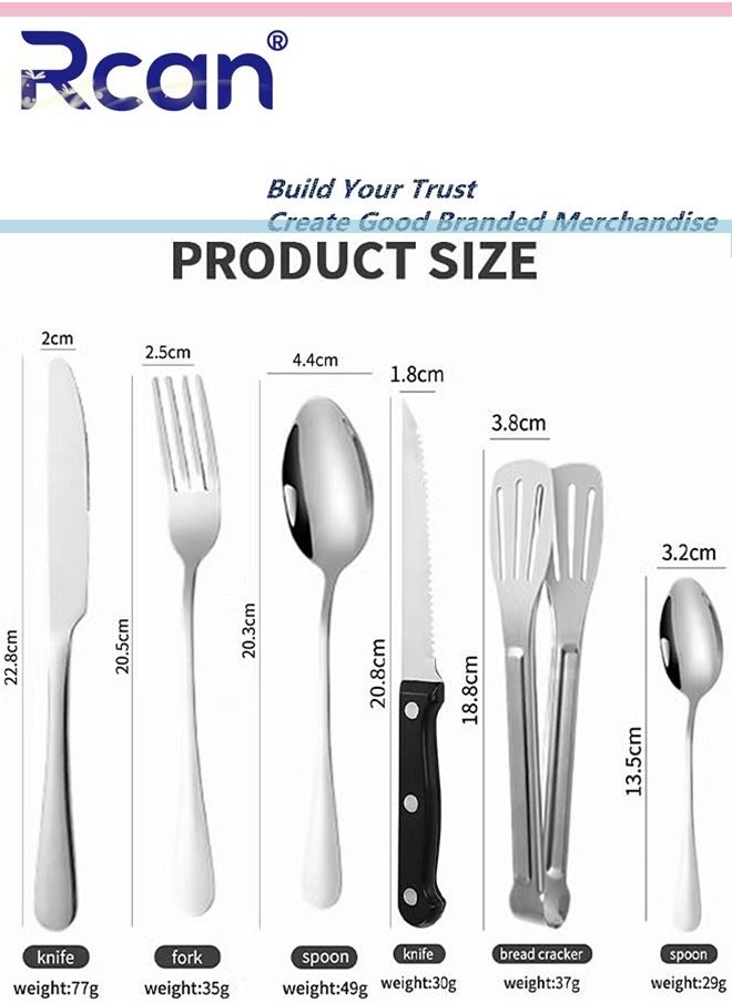 Rcan - Camping Silverware Kit 10 Piece Kitchen Silverware Kit With Portable Storage Bag 2 Person Stainless Steel Dinnerware Set For Camp Kitchen BBQ - Image 1