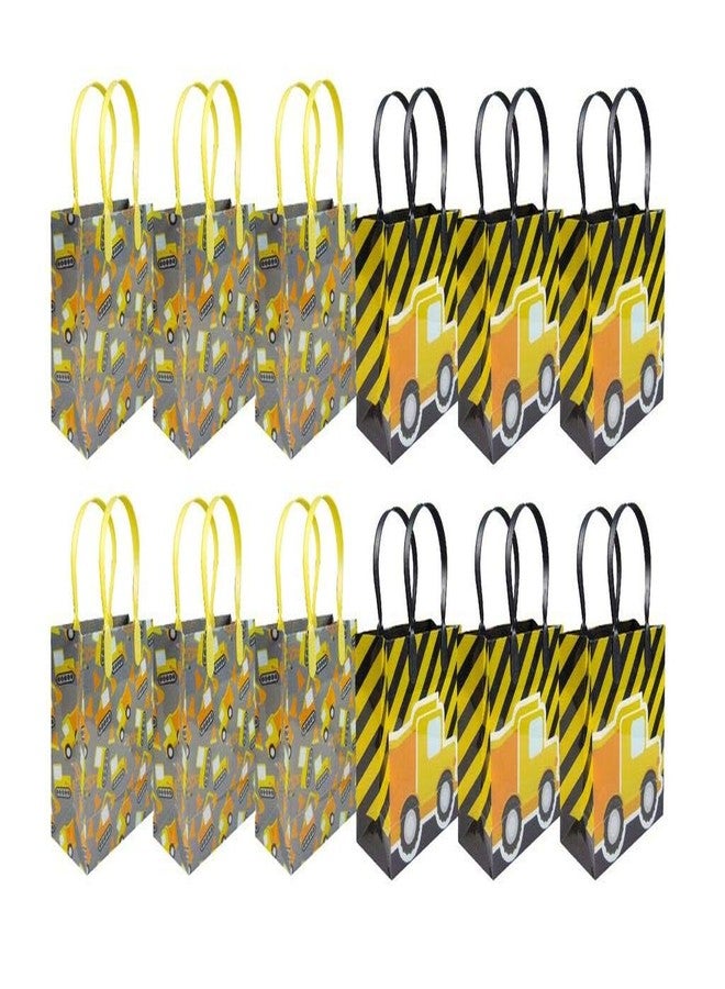 تايني ميلز أكياس هدايا لحفلات شاحنات البناء من TINYMILLS بمقابض، أكياس هدايا لحفلات أعياد الميلاد على شكل شاحنات قمامة وحفارات، عبوة من 12 قطعة - Image 3
