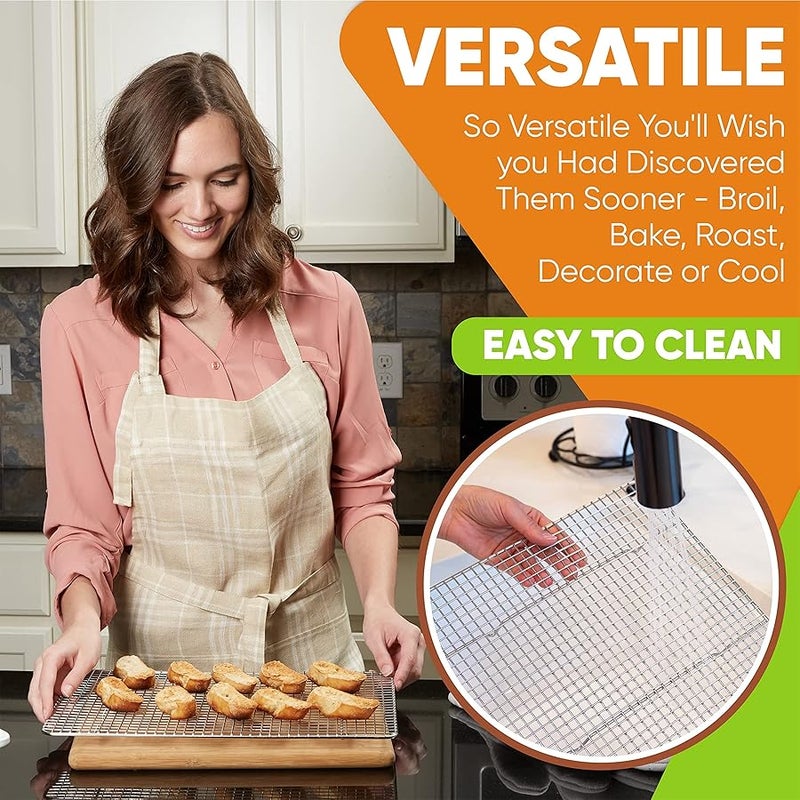 Spring Chef 10 x 15 Stainless Steel Cooling Racks for Baking - Oven Safe - Cookie Racks for Cooling Cookies - Fits Jelly Roll Pan - Perfect for Grilling, Roasting, Cooking, Drying - Set of 2 - Image 4