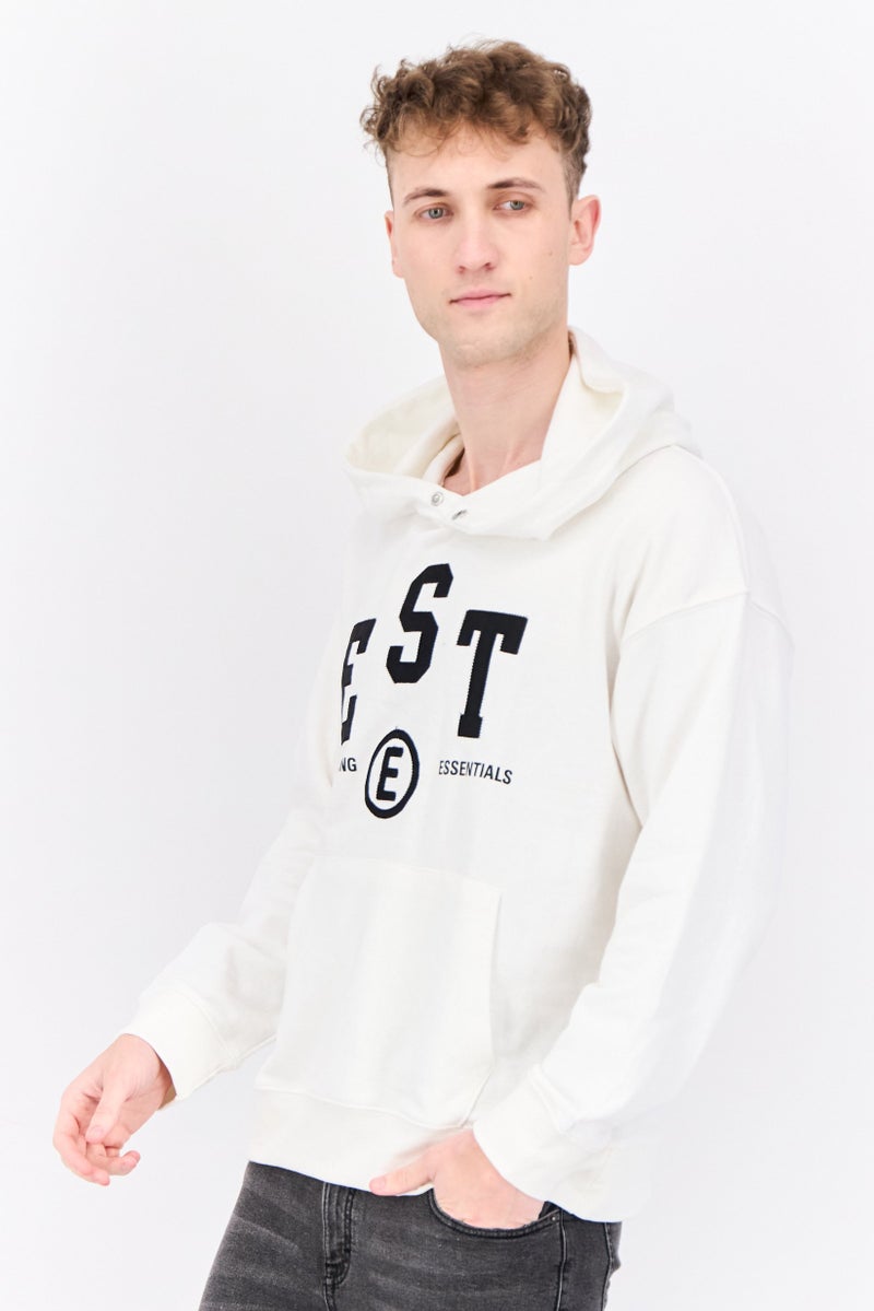 Established Redefining Essentials Men Hooded Long Sleeve Embroidered Sweatshirt, White - Image 2
