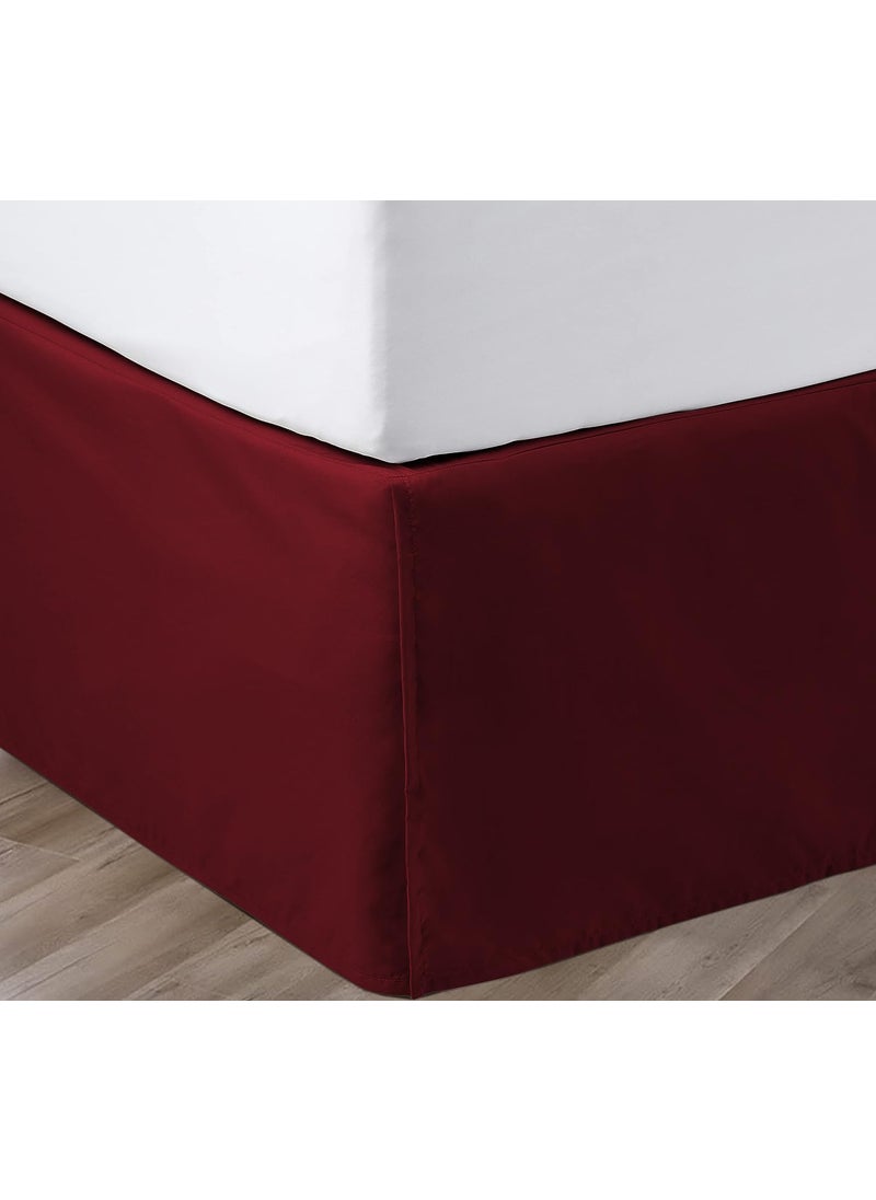 SGI bedding SGI bedding 18 Inch Drop Bed Skirt Queen Size with Platform to Stay in Place Elegant Pleated Design with Split Corners Wrinkle Resistant Fabric for Modern and Stylish Look - Burgundy  - Image 1