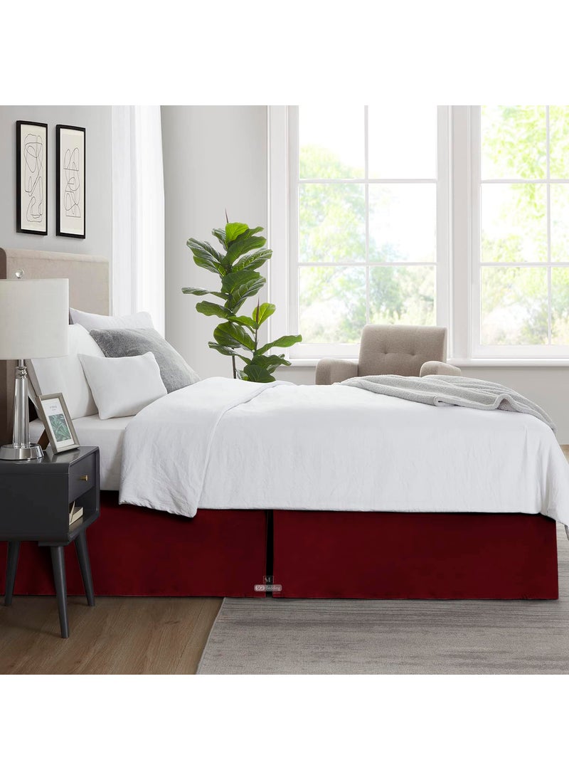 SGI bedding SGI bedding 18 Inch Drop Bed Skirt Queen Size with Platform to Stay in Place Elegant Pleated Design with Split Corners Wrinkle Resistant Fabric for Modern and Stylish Look - Burgundy  - Image 4