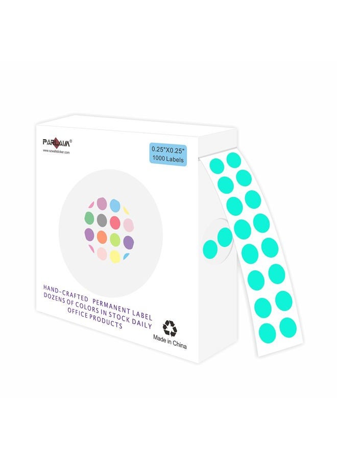PARLAIM 0.25 Inch Color-Code Dot Stickers,1000 Stickers Roll Coding Label Sticker for Office,Student Classroom Aqua - Image 1