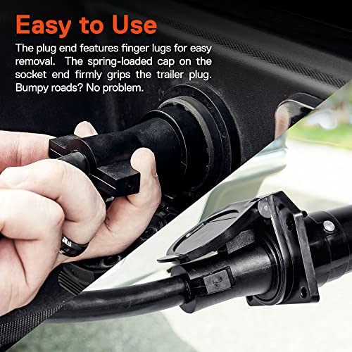 ONLINE LED STORE True Mods 8ft 7-Pin Trailer Cord Extension Wire Cable [7-Way Trailer Plug Wiring Harness] [Gooseneck Hitch Extender] [Plug-N-Play] [10-14AWG] 7 Prong Tow Wiring Connector Cord for Trailers RV - Image 5