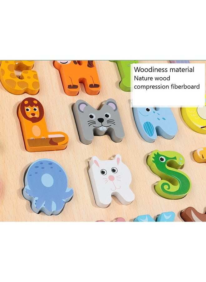 BAYBEE English Alphabet Letter Wooden Puzzle Board 3D Cartoon Letters - Pre School Learning Education Toys for Toddler Kids / Childrens Multicolour  - Image 4