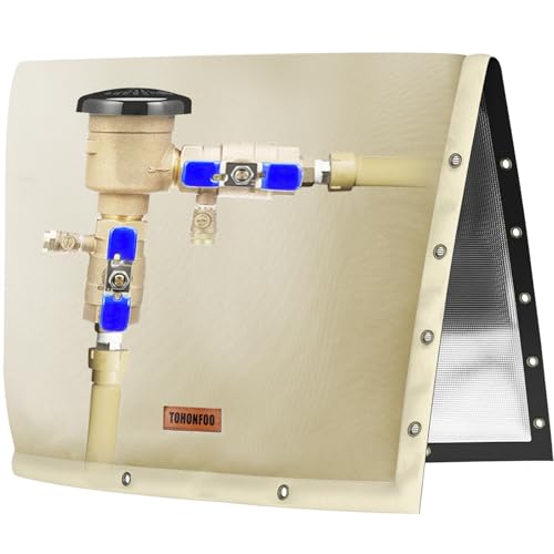 TOHONFOO 2-Way Opening Backflow Preventer Pipe Insulation Cover (5°F) - Irrigation Sprinkler Valve Cover - Water Well Pump Cover - Sturdy 5 Layers for Winter Freeze Protection (30" W x 24" H, Beige) - Image 1