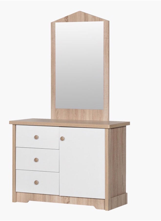 Home Box - My House 3-Drawer Dresser | Dressing Table | Vanity Table | Makeup Table with Mirror and Door Beige 102x 174x42 cm - Image 1