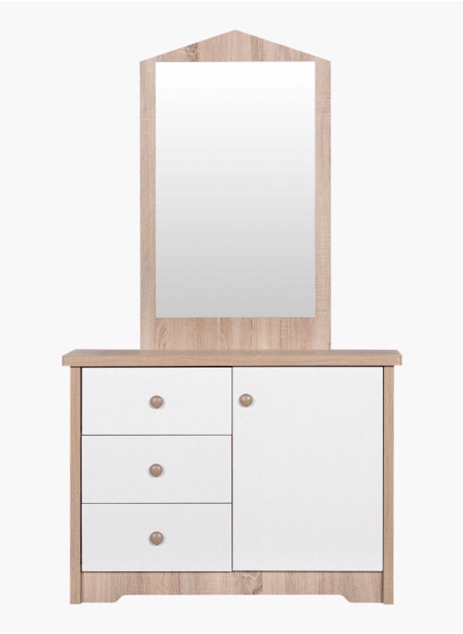 Home Box - My House 3-Drawer Dresser | Dressing Table | Vanity Table | Makeup Table with Mirror and Door Beige 102x 174x42 cm - Image 1