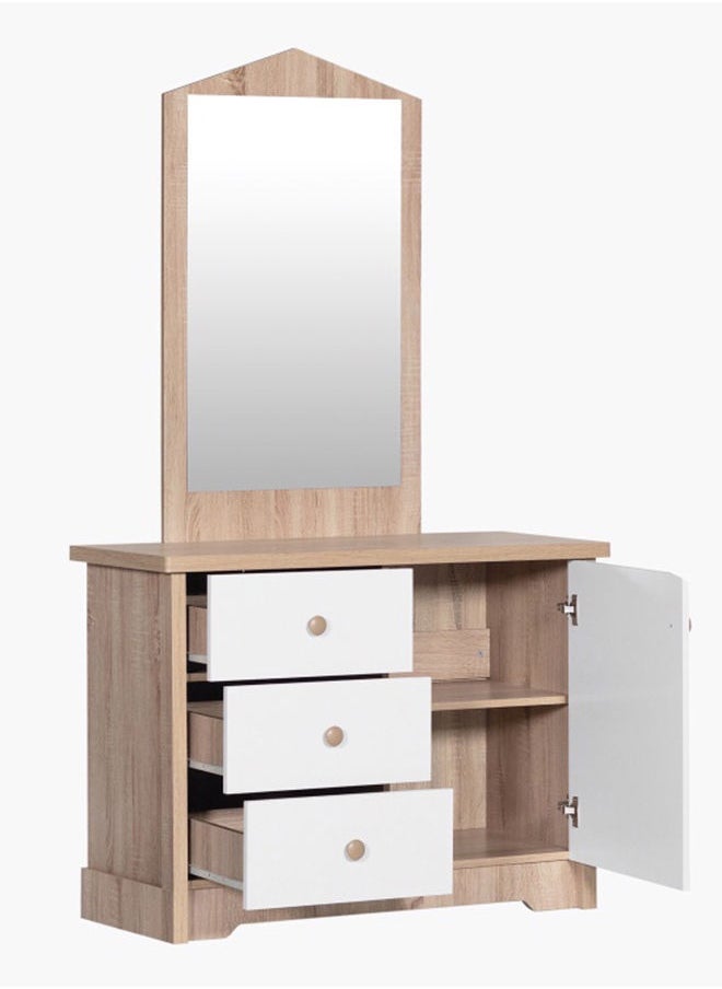 Home Box - My House 3-Drawer Dresser | Dressing Table | Vanity Table | Makeup Table with Mirror and Door Beige 102x 174x42 cm - Image 1