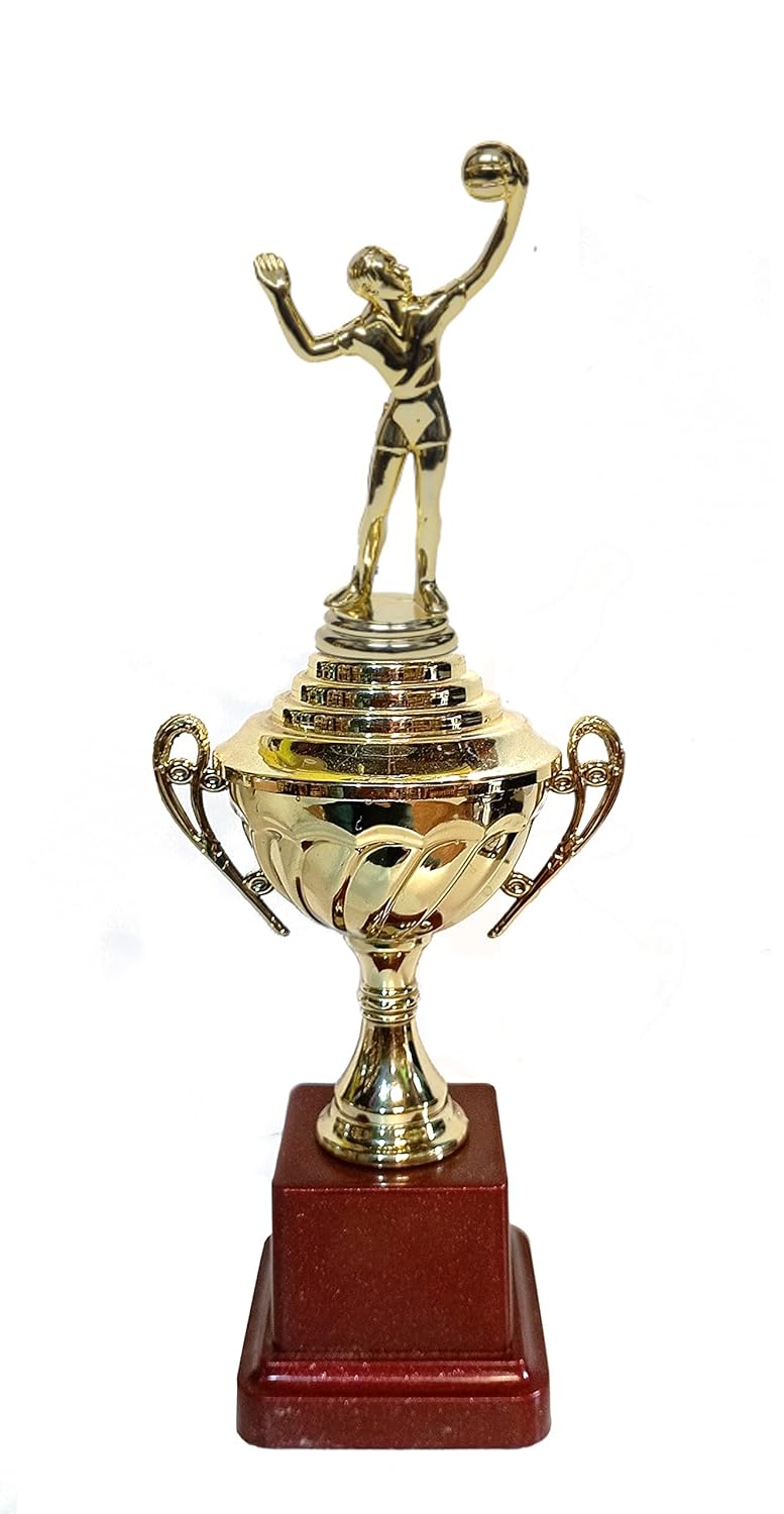 Cup Designed Fiber Trophy for Sports Events, Functions, Tournaments & Competitions Size Approximate 12" Inches (Volleyball)