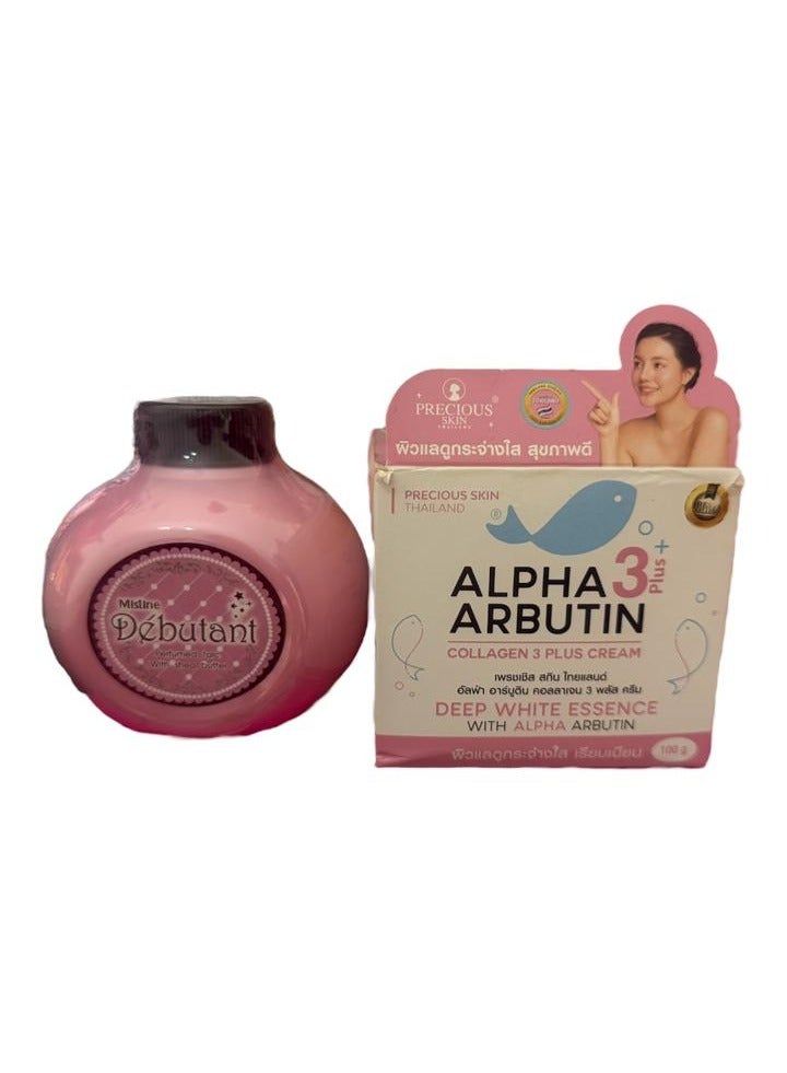 Alpha arbutin collagen cream and mistine debutant powder