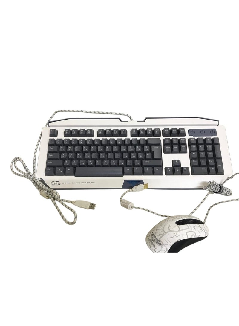 Metal USB Keyboard + Mouse with RGB Backlight – Arabic & English - Image 2