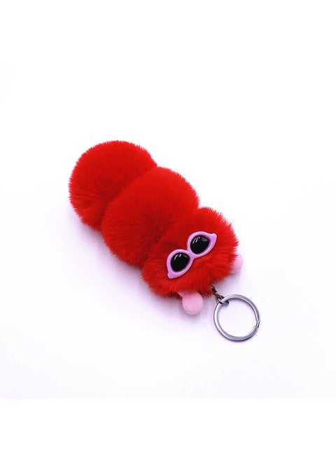 Cute Caterpillar Keychain Plush Charm Red