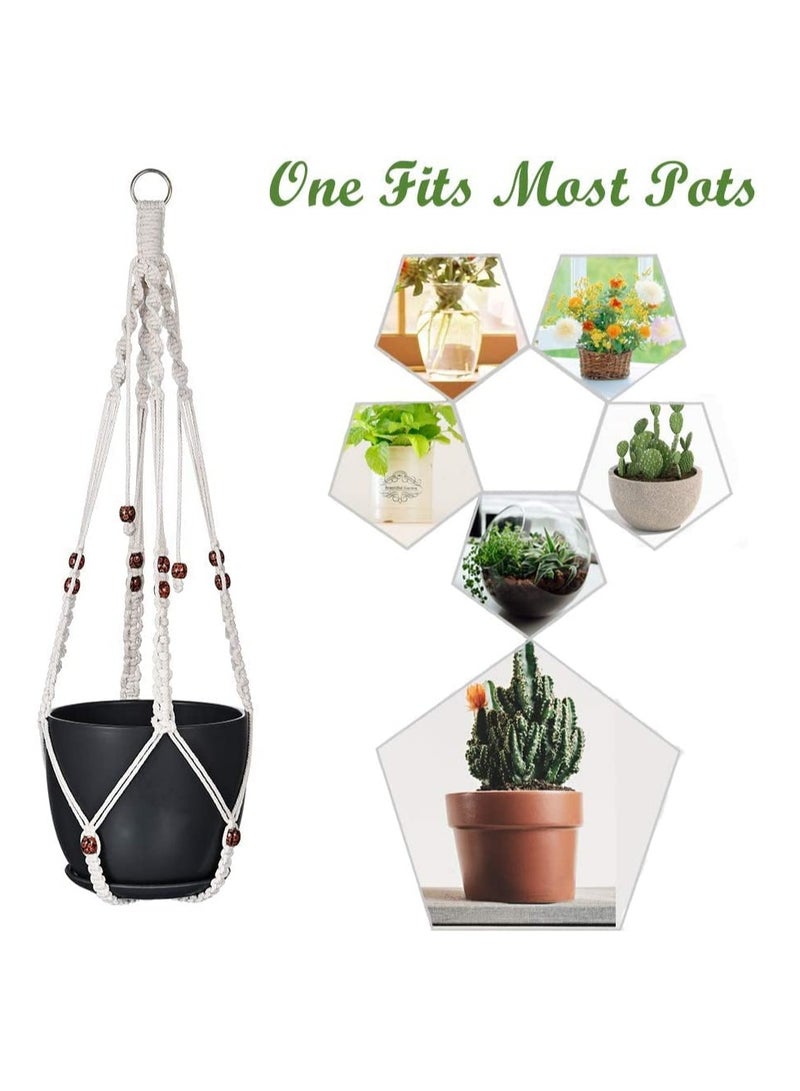 Macrame Plant Hangers Hanging Flower Pots Decorative Hanging Planter with Wood Beads Tassels for Indoor and Outdoor Plant Decoration Different Tier 5 Sizes - Image 3