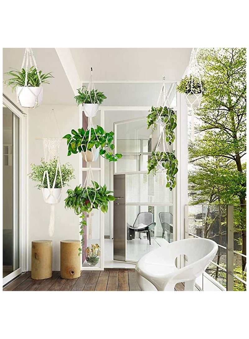 Macrame Plant Hangers Hanging Flower Pots Decorative Hanging Planter with Wood Beads Tassels for Indoor and Outdoor Plant Decoration Different Tier 5 Sizes - Image 4