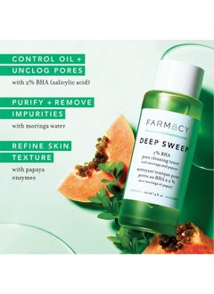 FARMACY Deep Sweep 2% Bha Pore Cleaning Toner With Moringa + Papaya, 50Ml  - Image 3