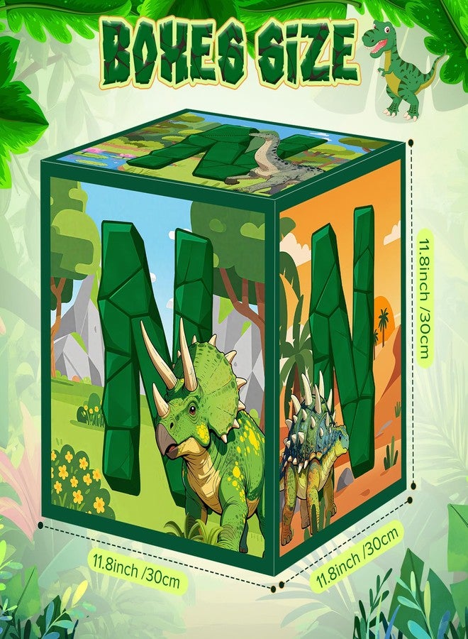 YooNotee 3 Pcs Dinosaur Birthday Decorations 1st Birthday Party Favors Balloon Boxes Decorations One Letters Paper Cartoon Balloon Boxes for Boys Girls Kids Baby Shower Background Photo Prop, 11.8 Inch - Image 2