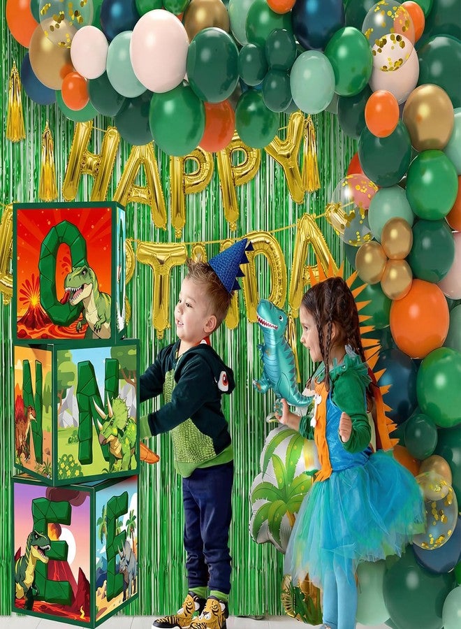 YooNotee 3 Pcs Dinosaur Birthday Decorations 1st Birthday Party Favors Balloon Boxes Decorations One Letters Paper Cartoon Balloon Boxes for Boys Girls Kids Baby Shower Background Photo Prop, 11.8 Inch - Image 4