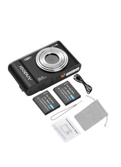 Mini Digital Camera 44MP 2.7K 2.88-inch IPS Screen 16X Zoom Self-Timer 128GB Extended Memory Face Detection Anti-shaking Built-in 2PCS Batteries Universal 1/4 Mounting with Hand Strap Carry Pouch