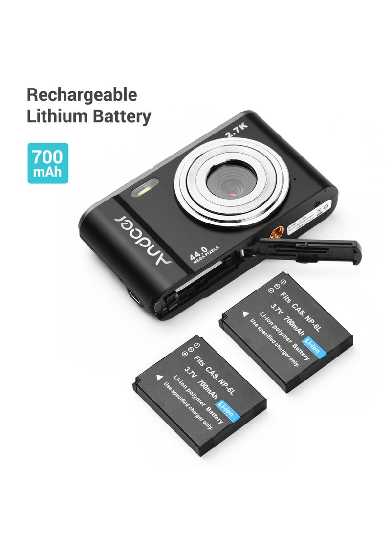ANDOER - Mini Digital Camera 44MP 2.7K 2.88-inch IPS Screen 16X Zoom Self-Timer 128GB Extended Memory Face Detection Anti-shaking Built-in 2PCS Batteries Universal 1/4 Mounting with Hand Strap Carry Pouch - Image 1