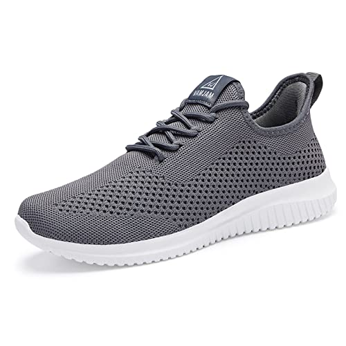 VAMJAM Men's Running Shoes Ultra Lightweight Breathable Walking Shoes Non Slip Athletic Fashion Sneakers Mesh Workout Casual Sports Shoes Grey Size 11.5 - Image 1