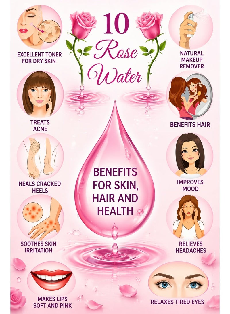 La Fresh Rose Water with Glycerin 250ml Face & Body Mist, Hydrating Refreshing Toner Spray for Soft Smooth Skin Daily Care - Image 4
