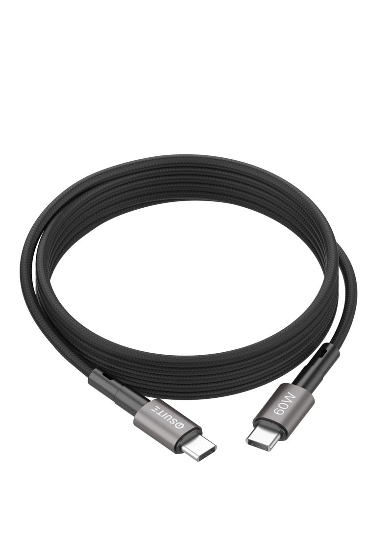 iOsuite iOsuite Aluminum  Alloy (USB-C) TO (USB-C) Magnetic Braided Nylon Cable - 60W - 1.2M - Black - DC62A  - Image 2