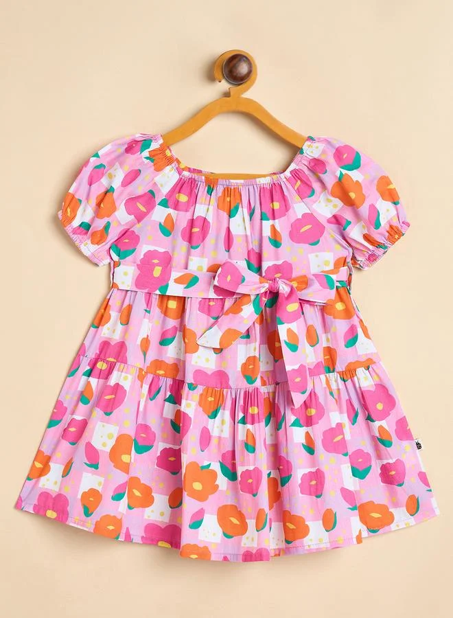 Stylo Bug Girls Multi-color Knee-Length Floral Print A-Line Casual Dress