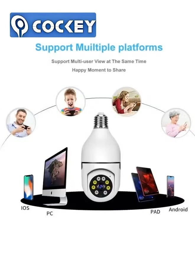 COCKEY 1080P Wireless Light Bulb Camera，Indoor Auto Tracking 360° Rotation Camera,With Smart Motion Detection ,Voice Warning，Remote Monitoring，Use For Home Indoor Outdoor Security - Image 5