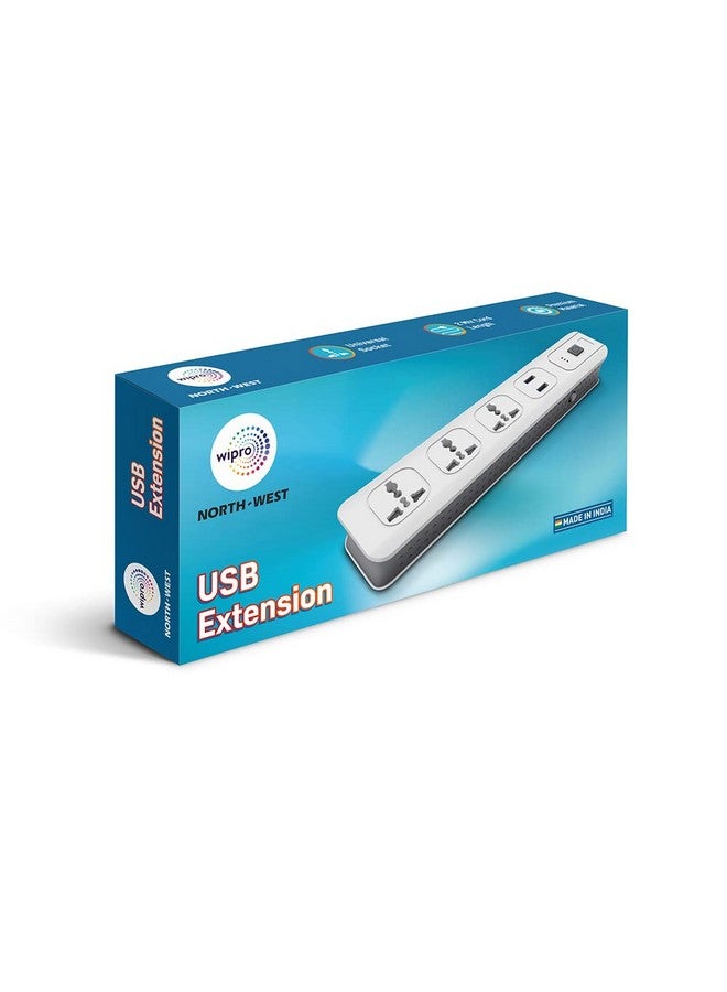 Wipro USB Extension Cord with 2 mtr Cord Length | 3 Universal Socket and 2 USB Port Spike Guard | Child Safety | Auto Cutoff | Fire Resistant, Pack of 1 - Image 3