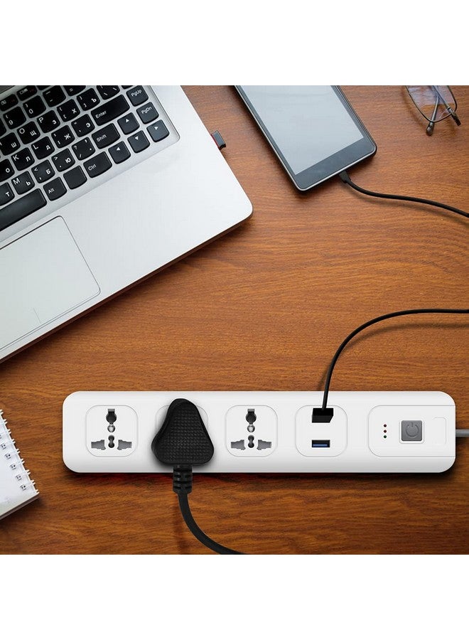 Wipro USB Extension Cord with 2 mtr Cord Length | 3 Universal Socket and 2 USB Port Spike Guard | Child Safety | Auto Cutoff | Fire Resistant, Pack of 1 - Image 4