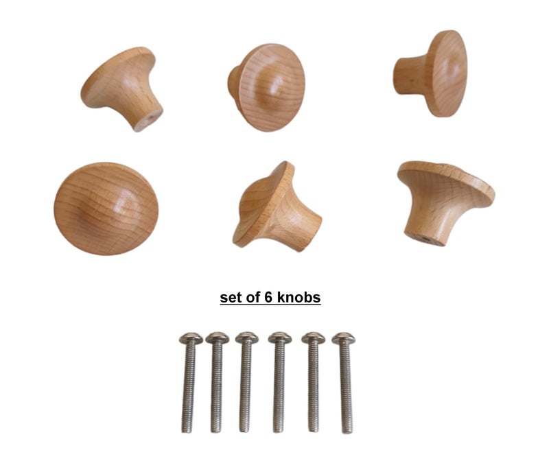 CURIOFACT CURIOFACT Beechwood Drawer Knobs Wardrobe Handles Loft Handle Kitchen Pull Handles Cabinet Wooden Knobs Small Hat - Image 2