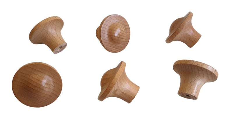 CURIOFACT CURIOFACT Beechwood Drawer Knobs Wardrobe Handles Loft Handle Kitchen Pull Handles Cabinet Wooden Knobs Small Hat - Image 1