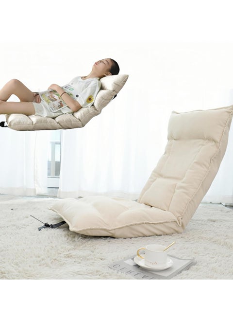 Floor Chair Folding Lazy Sofa Folding Lazy Floor Sofa with Back Support,Cushion Lazy Couch Lounge Tatami Lounger Floor Seat Couch Recliner,Padded Sleeper Bed,Couch Recliner,Home Office Reading (beige)
