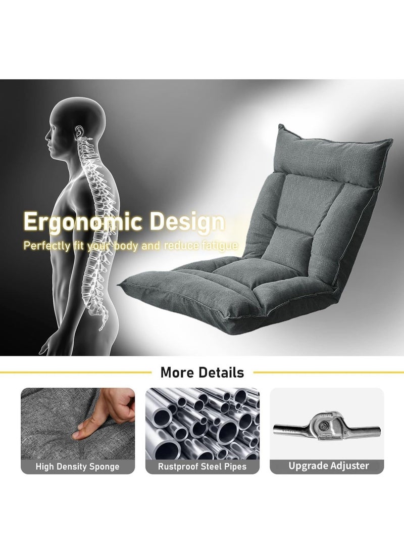 Floor Chair Folding Lazy Sofa Folding Lazy Floor Sofa with Back Support,Cushion Lazy Couch Lounge Tatami Lounger Floor Seat Couch Recliner,Padded Sleeper Bed,Couch Recliner,Home Office Reading (beige)
