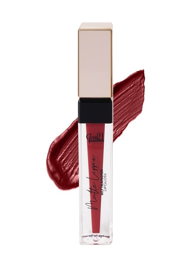 Glam 21 Glam21 Matte Lippie No Transfer Lip Gloss | Lightweight and comfortable| Creamy Matte Formula - 4 gm | Garnet-05 - Image 1