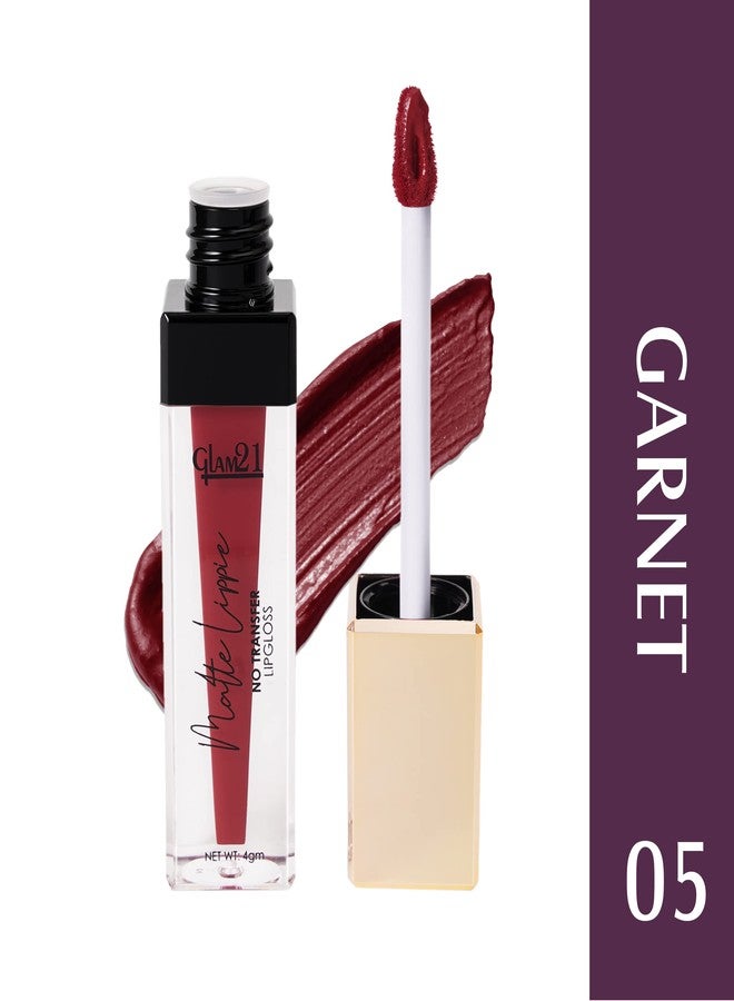 Glam 21 Glam21 Matte Lippie No Transfer Lip Gloss | Lightweight and comfortable| Creamy Matte Formula - 4 gm | Garnet-05 - Image 2