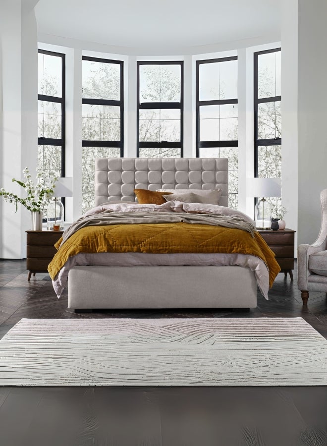 Bed and Mattress Home Cascade Cloud Tufted Upholstered Queen Size ( Mattress Size 160 X 200 CM ) Beige Color Bed Size 212 W X 168 L CM ( Mattress Sold Separately )  - Image 1