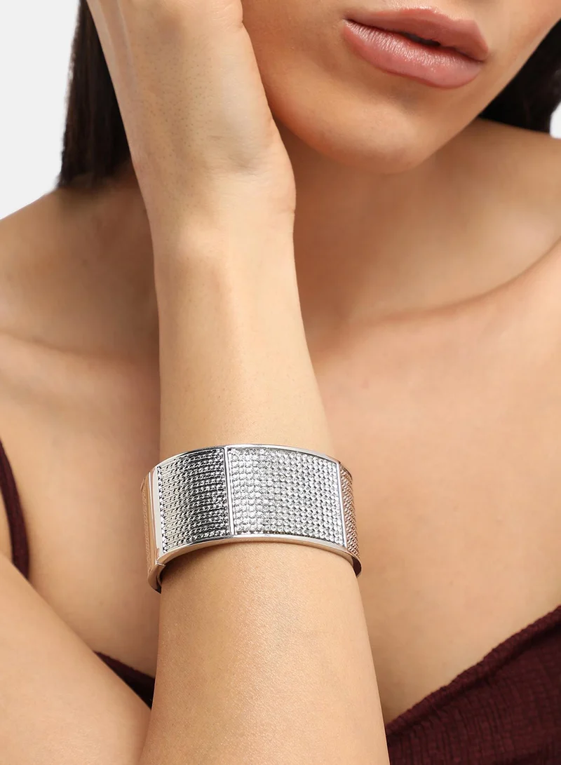 SOHI Embellished Cluster Cuff Artificial Bracelet Jewellery