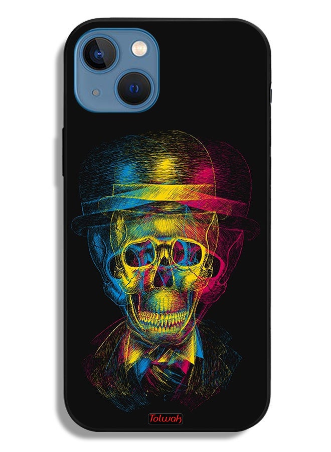 Tolwak Apple iPhone 13 Protective Case Skull Colorful Hat Fantasy Art - Image 2
