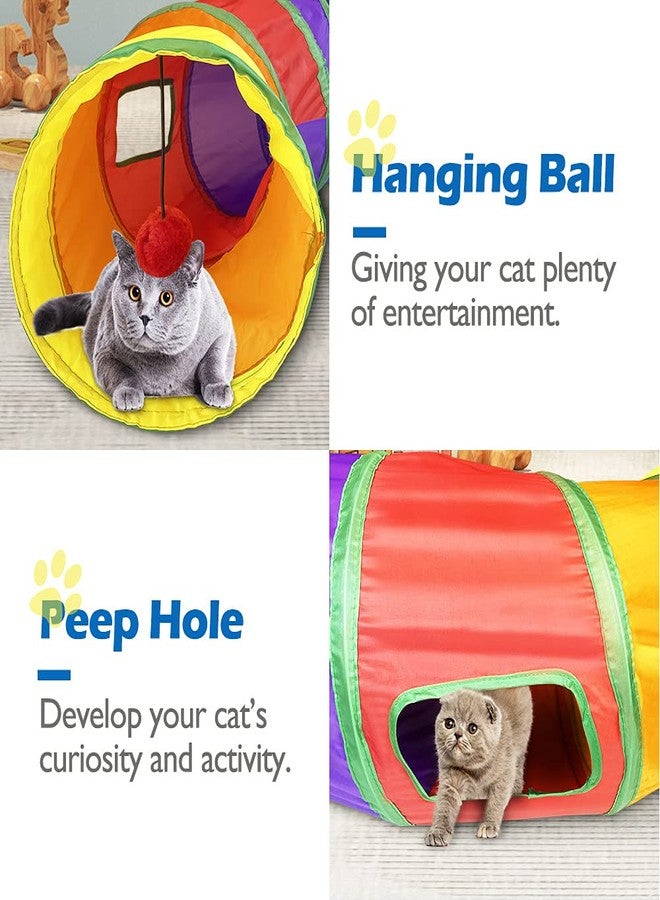 Forbena Cat Tunnel for Indoor Cats With Play Ball and Peek Holes - Interactive S-Way Foldable Pet Crinkle Toy, Large Long Tube for Kitten, Kitty, Puppy, Bunny, Rabbit (Rainbow) - Image 4