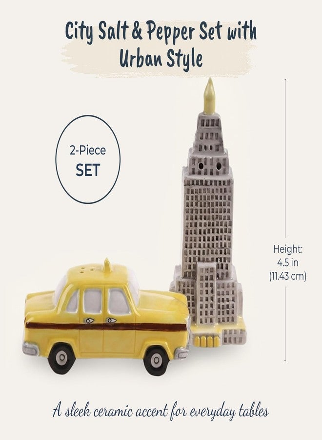 Blue Sky Ceramic 2.25" x 1.5" x 4.5" City Salt and Pepper Set - Image 3