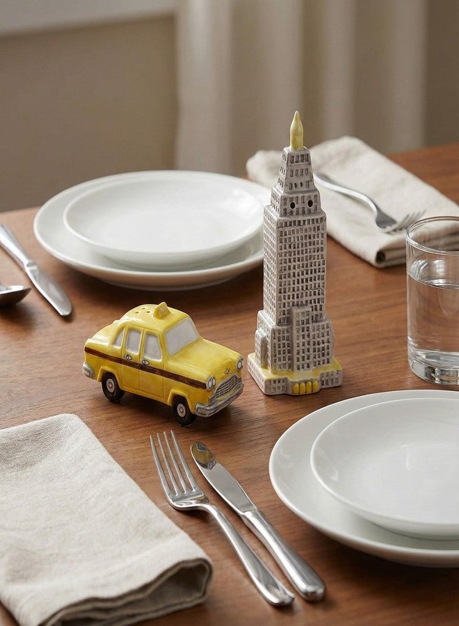 Blue Sky Ceramic 2.25" x 1.5" x 4.5" City Salt and Pepper Set - Image 2