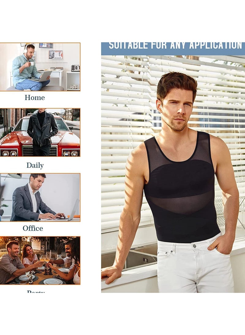 Generic - Men Chest Compression Vest Body Shaper Sleeveless Posture Corrector Slimming Tummy Control Waist Trimmer Mesh Tops Compression Shirt for Men Slimming Undershirt Body Shaper Tank top Shapewear Vest - Image 1
