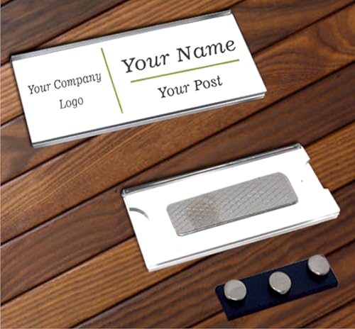 NEILL® Acrylic Magnetic Name Badge Holder, Size 1.18"x 3.0", Pack of 12 Pcs, Magnetic Clear Label Holders Magnetic Name Tag Blank Name Label For office school conference meeting exhibition event store - Image 1