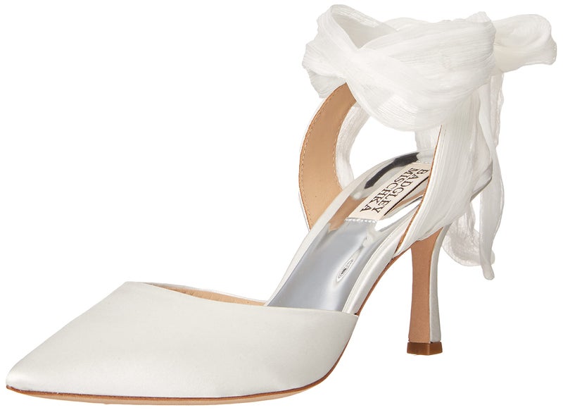 Badgley Mischka Womens Blaze Pump White Satin 9